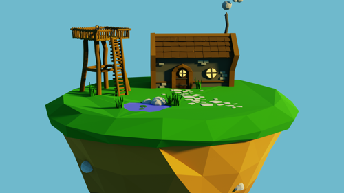 floating island with shack preview image